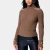 MOCK NECK BUTTON TRIM SWEATER
