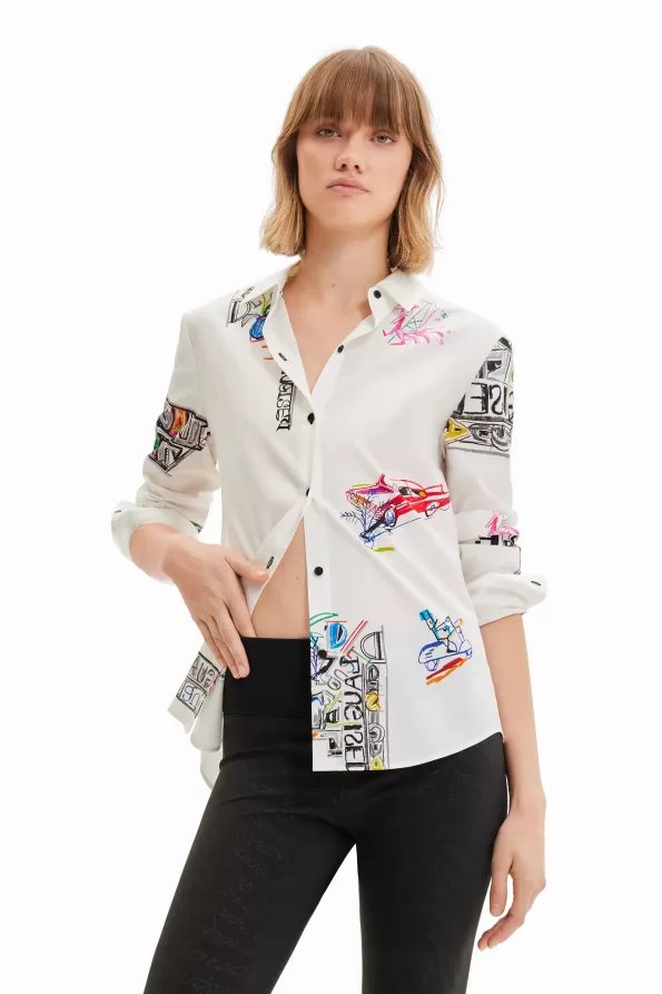 Long-sleeve illustrated shirt