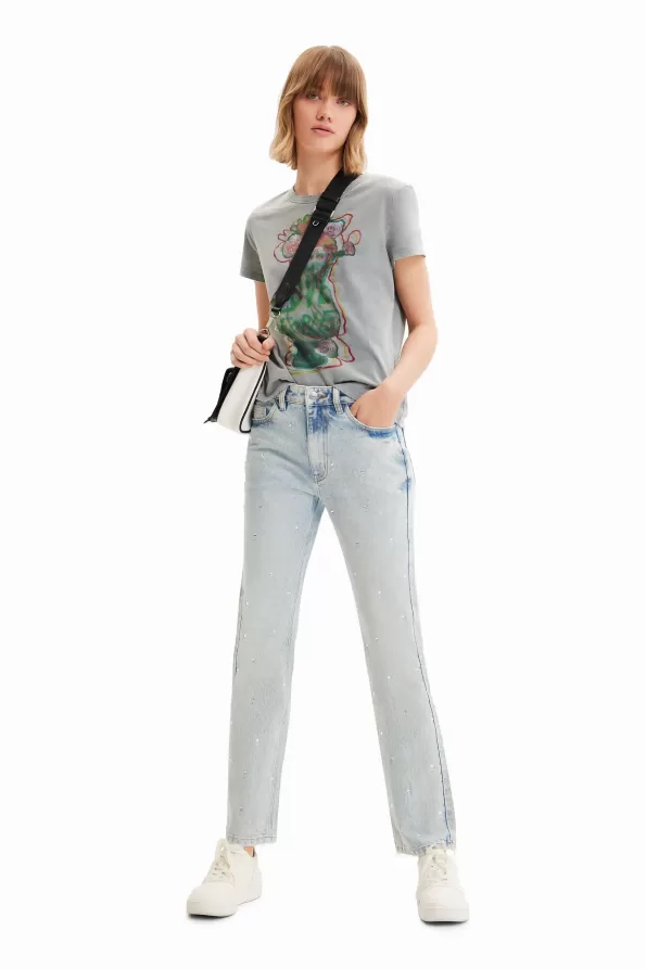 Rhinestone straight jeans