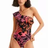 Asymmetric ruffle swimsuit