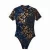 Textured animal print bodysuit