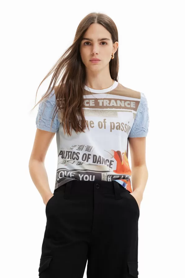 Textured newspaper T-shirt