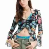 Ruffled floral T-shirt