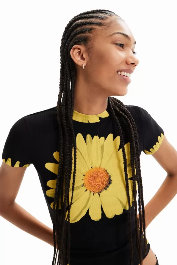 Ribbed daisy T-shirt