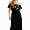 Long blurry ruffle dress