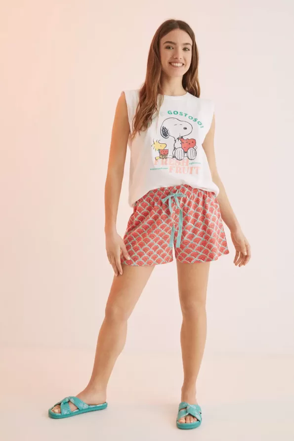 Short pajamas with straps Snoopy watermelons