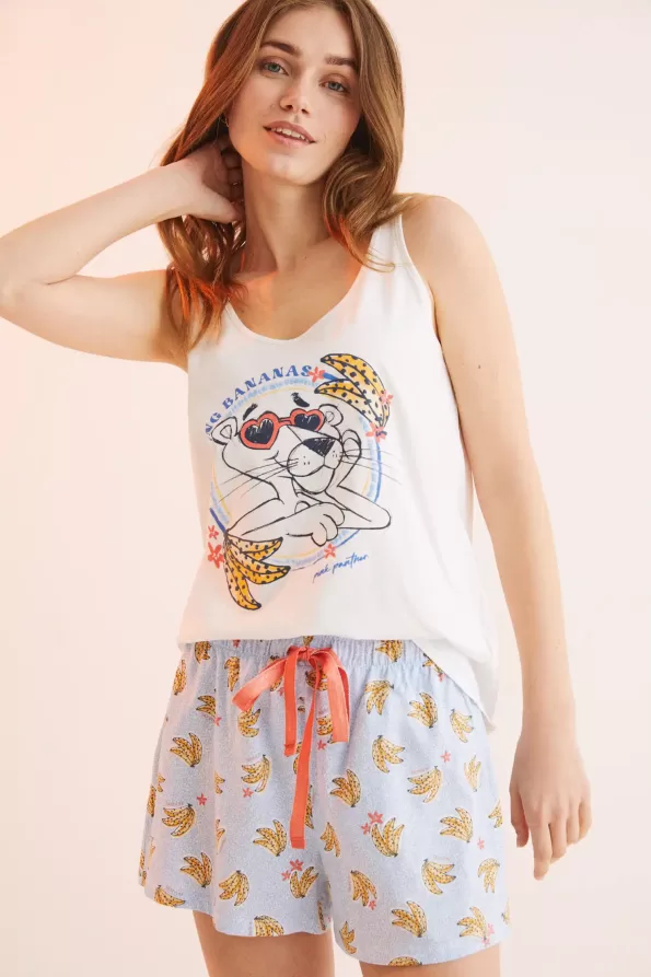 Short pajamas with straps Pink Panther