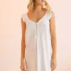 Maternity nightgown with ruffle straps