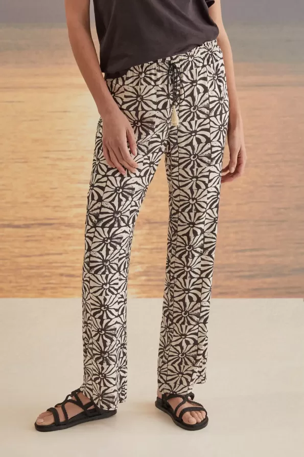 Geometric print long trousers