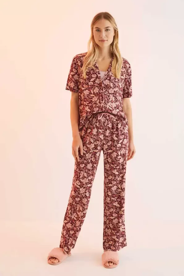 Long floral shirt pajamas
