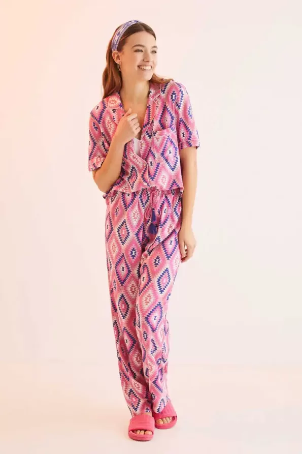 Ethnic print shirt pajamas