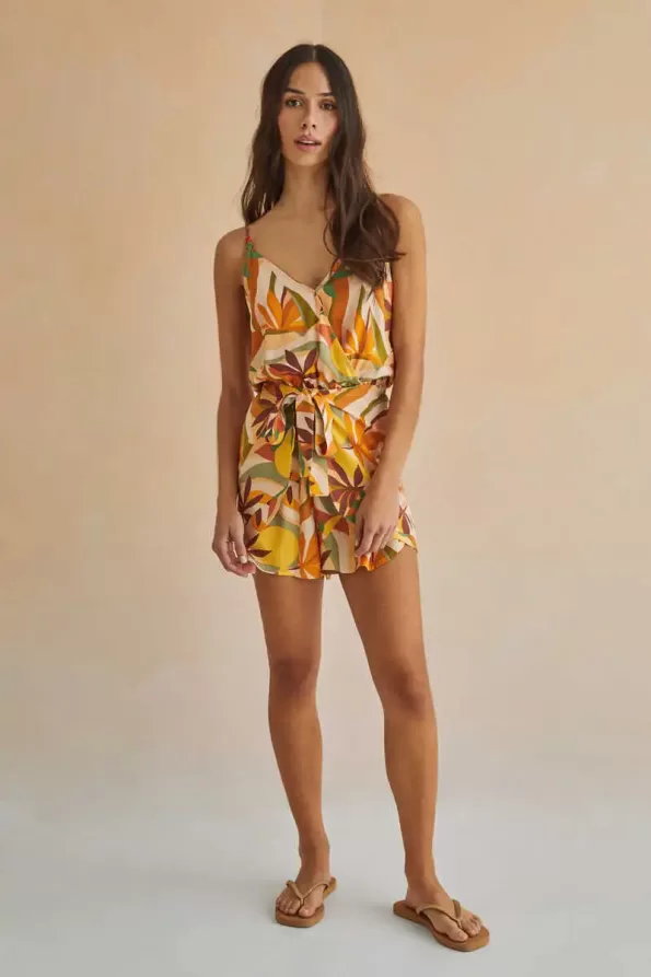 Tropical print short jumpsuit