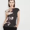 Short sleeve shirt with satin front