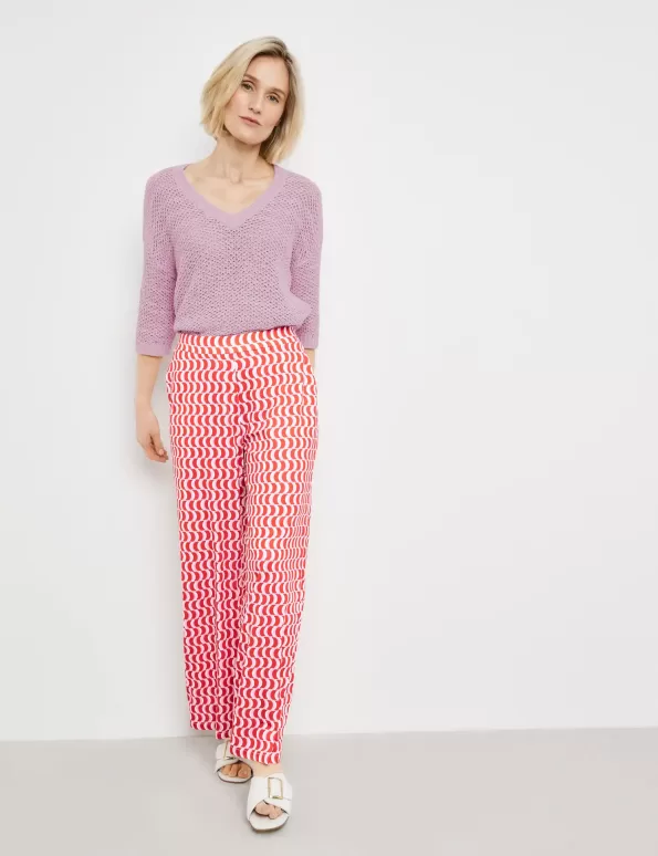 Patterned slip-on trousers
