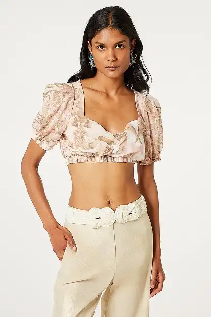 Croped top with balloon sleeves