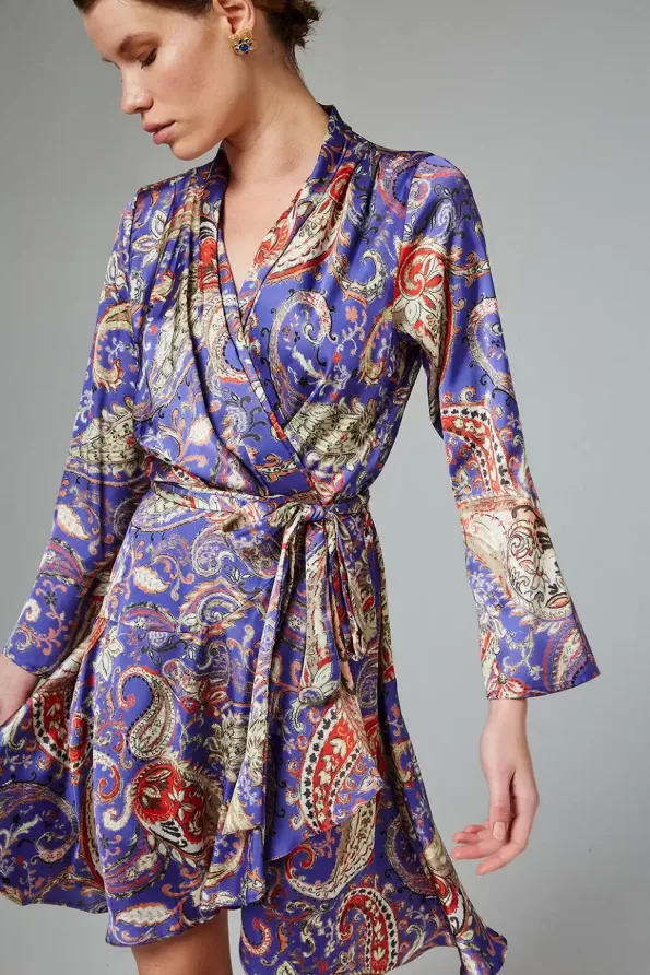 Wrap dress with paisley print