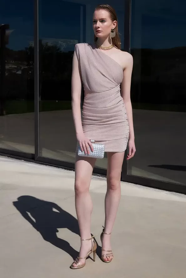 Lurex gathered dress - Gold label