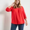 3/4-sleeve top with a V-neckline