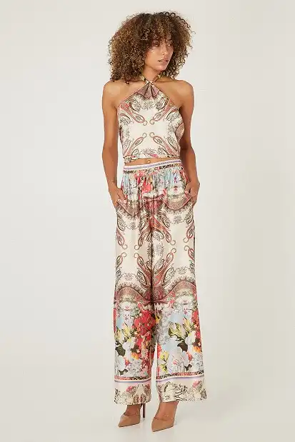 Satin printed crop top