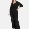 Wide openwork knit trousers