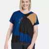 Short sleeve top in a mix of materials