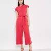 Jumpsuit with a tie-around belt