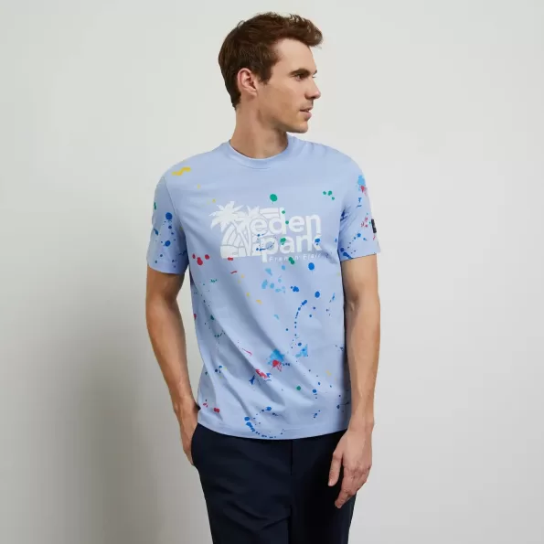 Short-sleeved T-shirt with paint splash effect