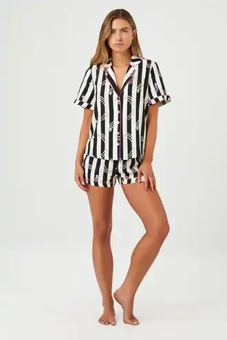 Striped Banana Shirt & Shorts Pajama Set