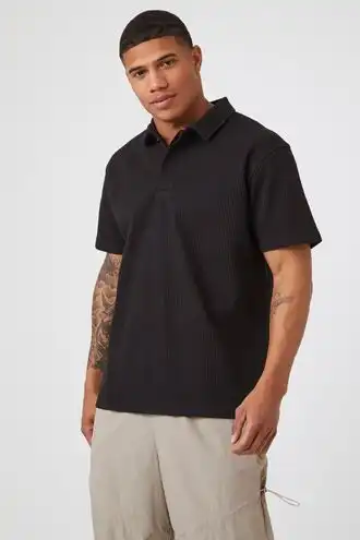 Textured Short-Sleeve Polo Shirt