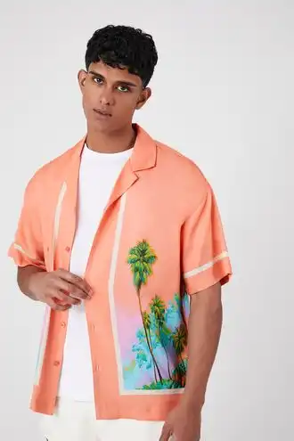 Tropical Print Short-Sleeve Shirt