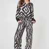 Highwaisted printed trousers in satin touch