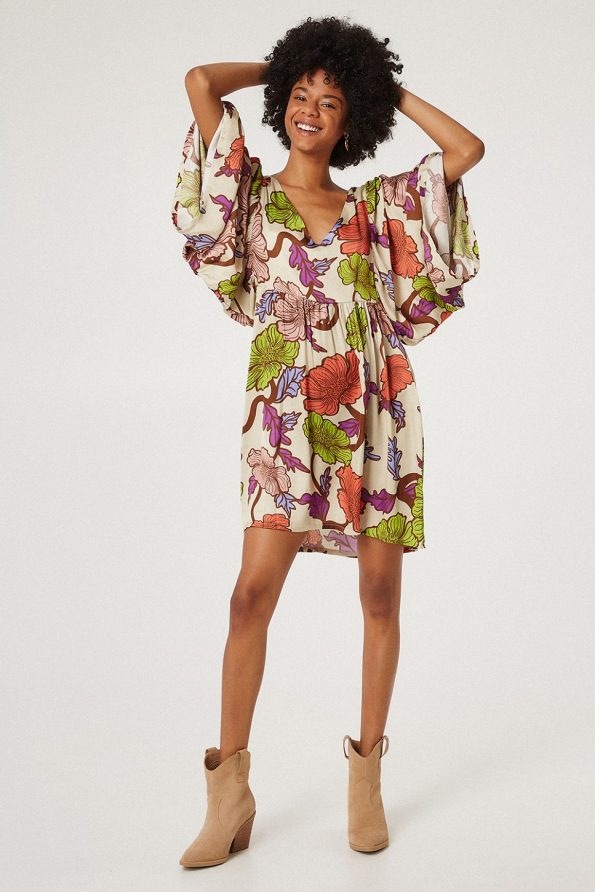 Satin floral dress