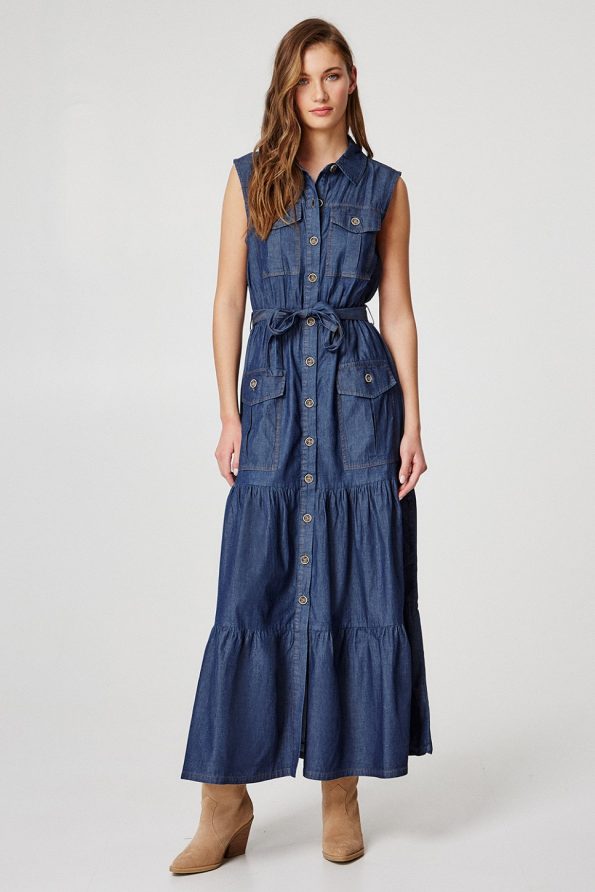 Sleeveless denim dress