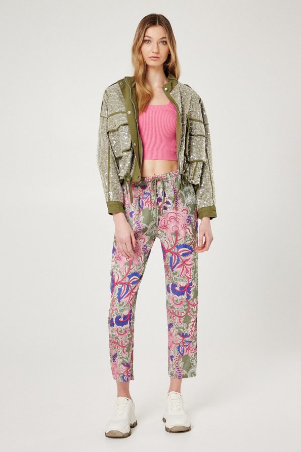 Floral elasticated trousers