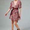 Keyhole printed dress with frills