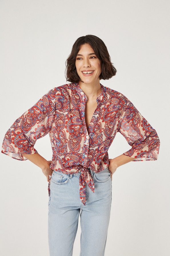 Printed semi-sheer shirt