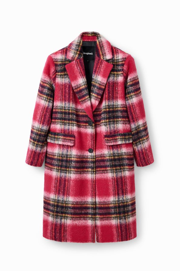 Plaid wool coat