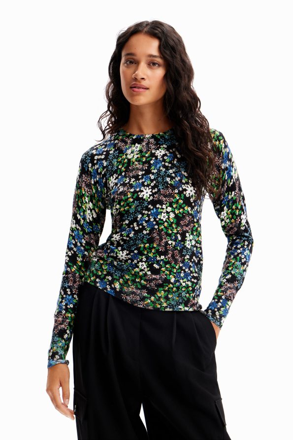 Slim floral fine pullover