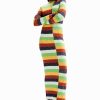 Striped knit midi dress