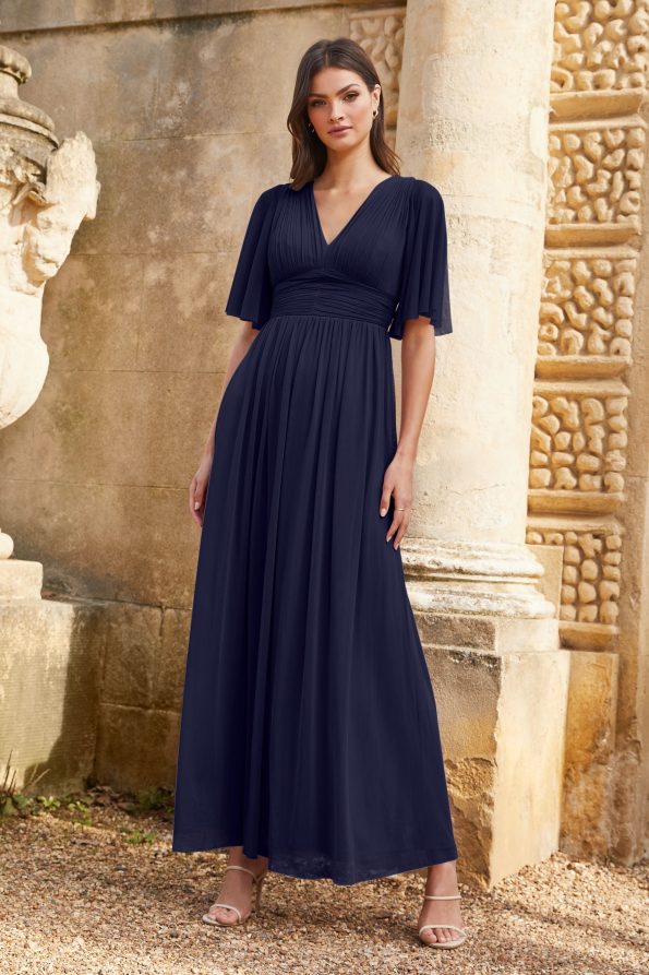 Empire Short Sleeve Bridesmaid Maxi Dress