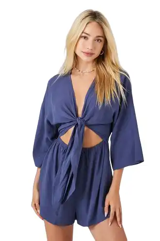 Tie-Front Cutout Romper