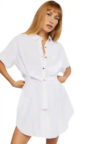 Tie-Waist Mini Shirt Dress