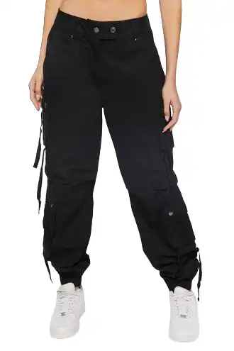 Twill Lace-Up Cargo Joggers
