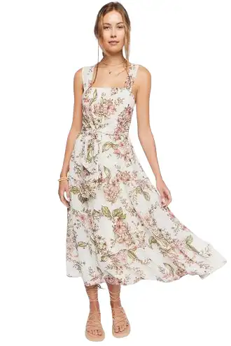 Chiffon Floral Print Midi Dress