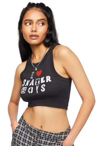 I Love Skater Boys Cropped Tank Top