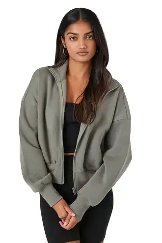 Heathered Fleece Zip-Up Jacket