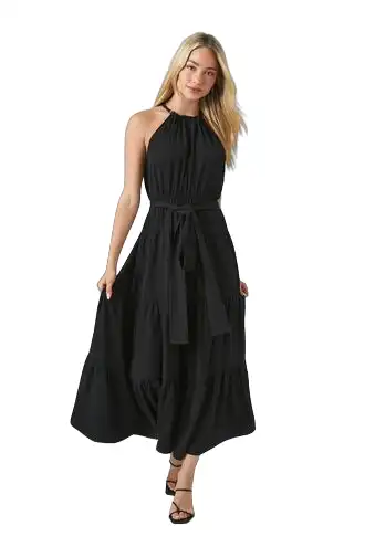 Belted Halter Maxi Dress