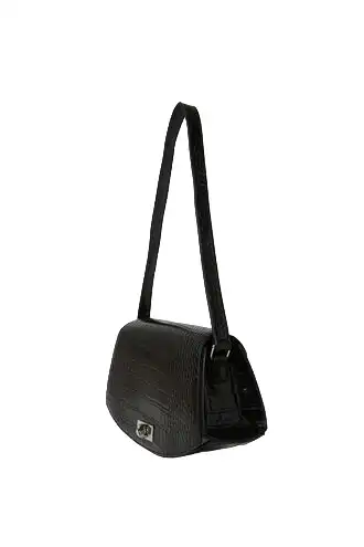Faux Croc Shoulder Bag
