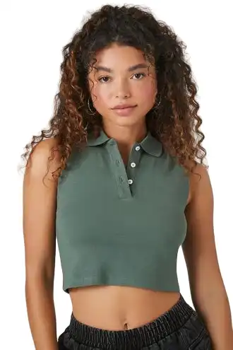 Cropped Polo Tank Top