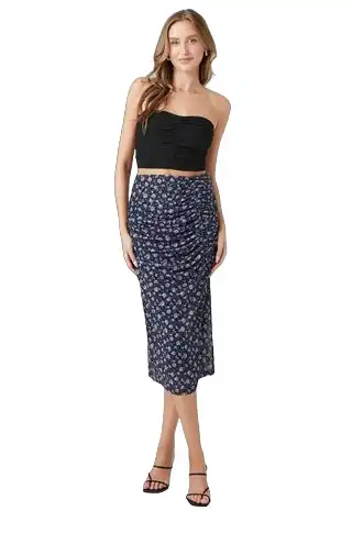 Mesh Floral Print Midi Skirt